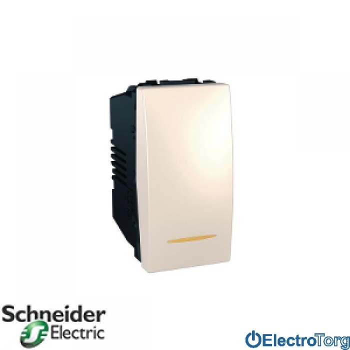 Выключатель 1-клавишный с индикатором 16AX слоновая кость Unica Schneider