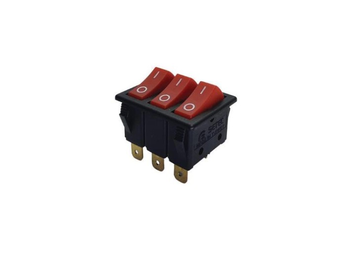 Клавішний перемикач, 3 клавіши, прямокутний, ON-OFF, SETEL (S21114)