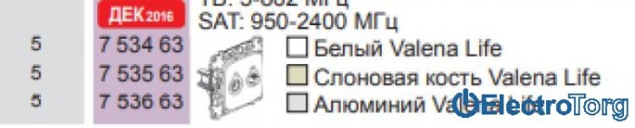 купить купить Розетка телевизионная TV-SAT с топологией шлейф проходная в сборе Valena LIFE Legrand  