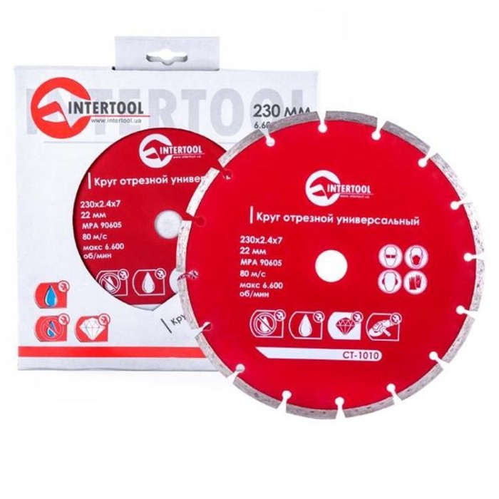 купить купить Диск отрезной сегментный, алмазный 230 мм, 22-24% INTERTOOL CT-1010  