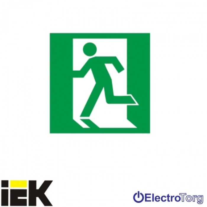 Самоклеющая этикетка 150х150мм &quot;Выход здесь&quot; (левосторонний) ИЭК