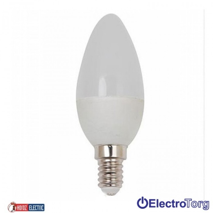 купить купить Лампа светодиодная  SMD LED 6W свеча E27 6400K Horoz Electric  