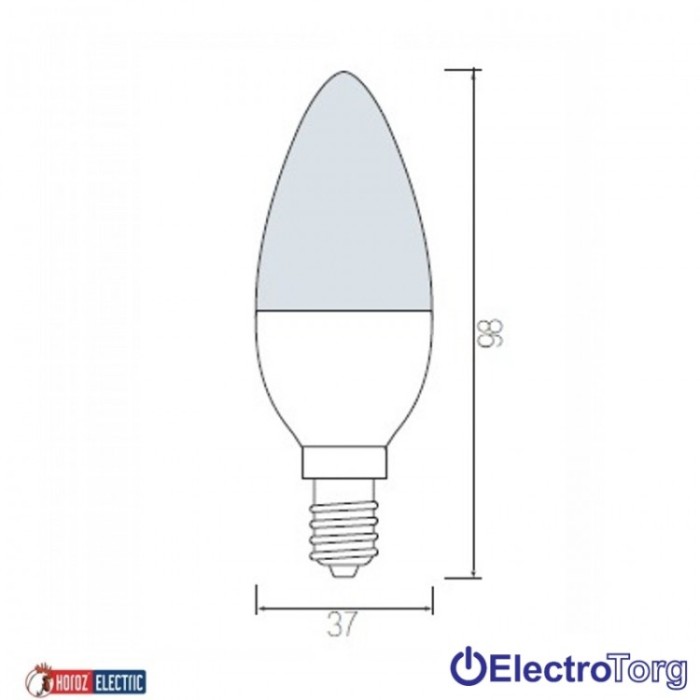 купить купить Лампа светодиодная  SMD LED 6W свеча E27 6400K Horoz Electric  