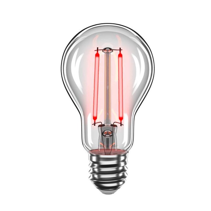 купить купить LED лампа филаментная V-Filament-A60 2W E27 красный 200Lm VELMAX (Велмакс)  