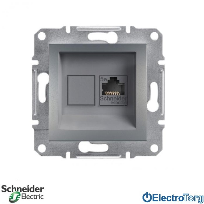 Розетка компьютерная сталь Asfora Schneider Electric (Шнайдер Электрик)