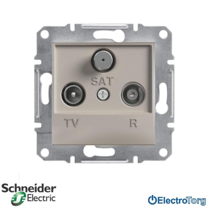 купить купить Розетка TV-R-SAT проходная (8 dB) бронза Asfora Schneider Electric (Шнайдер Электрик)  