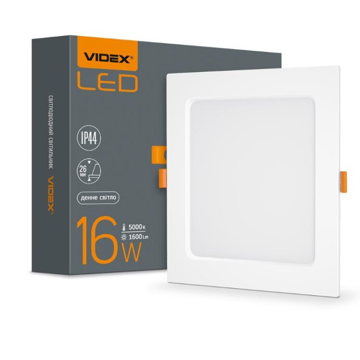купить купить LED світильник Back вбудований квадрат VIDEX 16W 5000K  