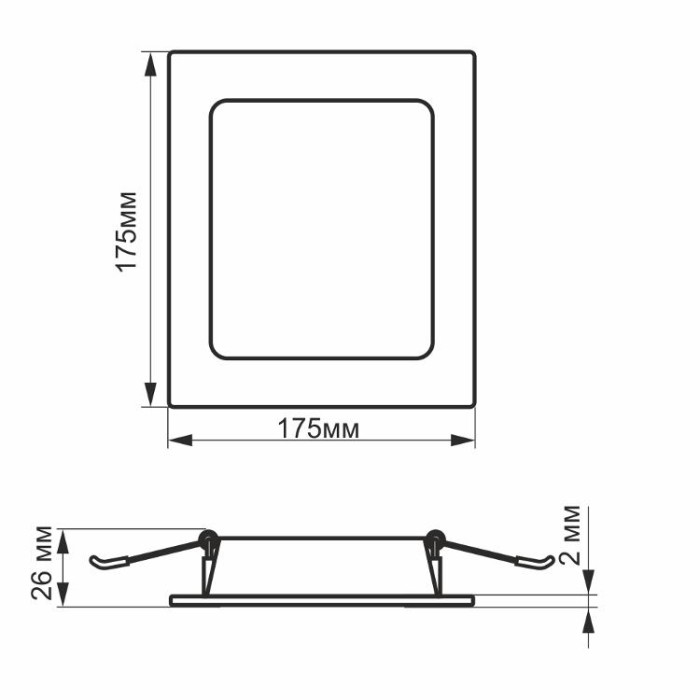 купить купить LED світильник Back вбудований квадрат VIDEX 16W 5000K  