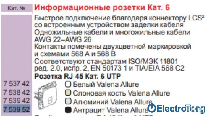 купить купить Механизм розетки компьютерной RJ45 6 UTP антрацитовый Valena ALLURE Legrand  