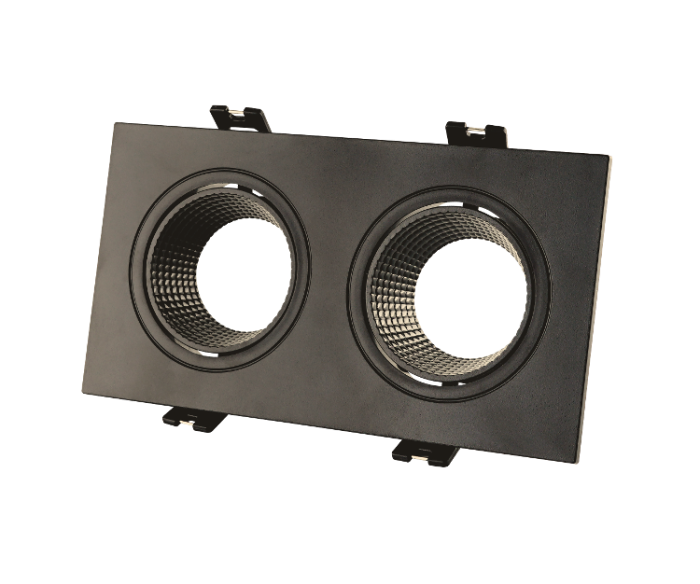 Корпус для світильника LEBRON L-DL-S2-Bl, 2*MR16, вбудований поворотний, чорний пластик