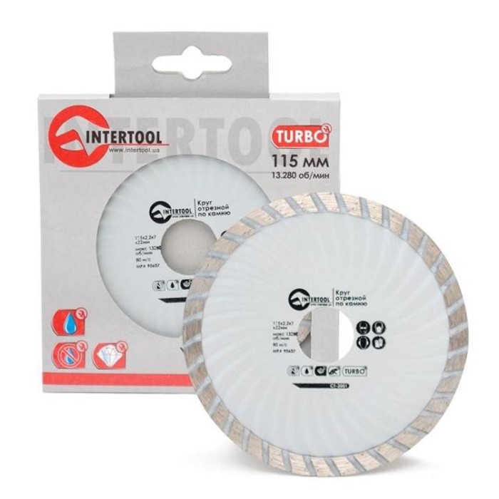 купить купить Диск отрезной Turbo, алмазный 115 мм, 16-18% INTERTOOL CT-2001  