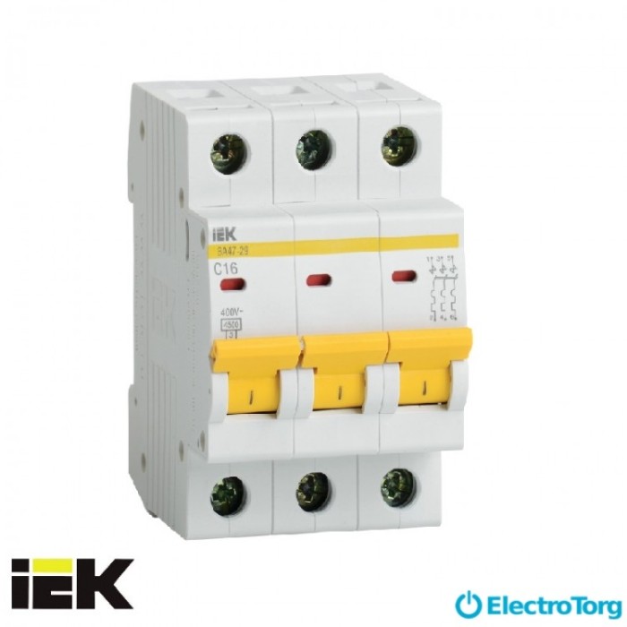купить купить Автоматический выключатель ВА47-29 3P 4,5кА B 63A ИЭК(IEK)  