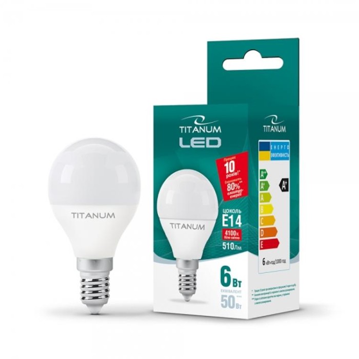купить купить LED лампа TITANUM G45 6W E14 4100K  