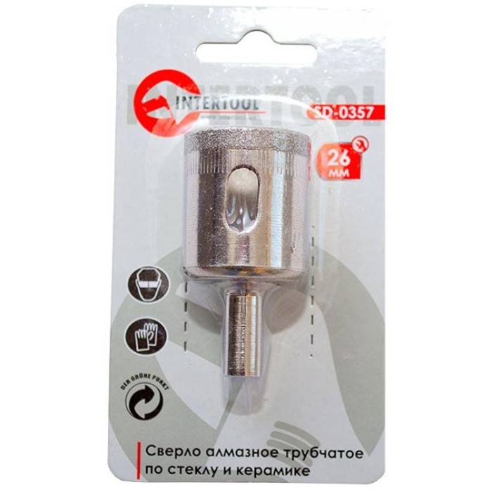 купить купить Сверло алмазное трубчатое по стеклу и керамике 26 мм INTERTOOL SD-0357  
