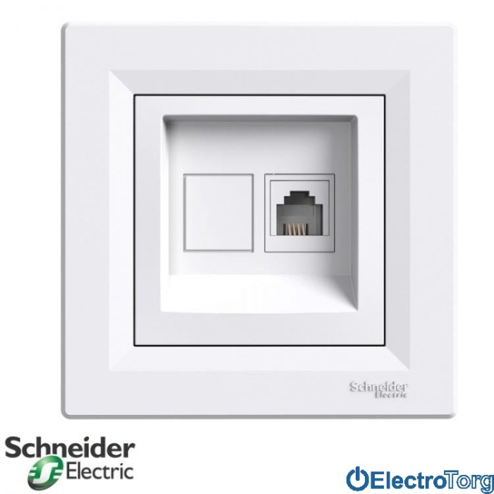 Розетка телефонная RJ11 одинарная белая Asfora Schneider Electric (Шнайдер Электрик)