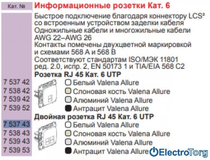 купить купить Механизм розетки компьютерной RJ45 6 UTP двойной белый Valena ALLURE Legrand  