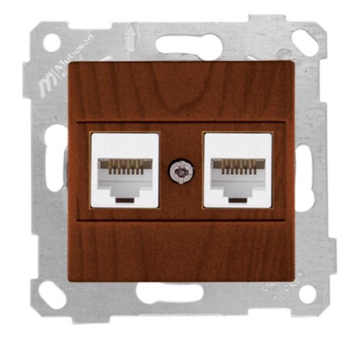 купить купить Розетка компьютерная двойная 10А 2*RJ45 Cat6 RITA MUTLUSAN ореховый  