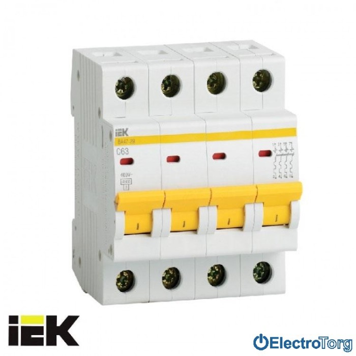 купить купить Автоматический выключатель ВА47-29 4P 4,5кА С 63А ИЭК(IEK)  
