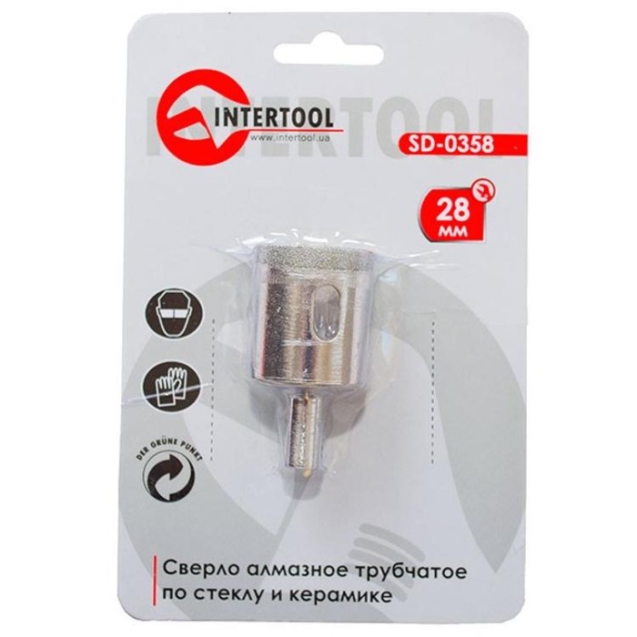 купить купить Сверло алмазное трубчатое по стеклу и керамике 28 мм INTERTOOL SD-0358  