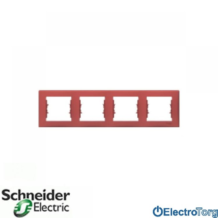 Рамка четверная горизонтальная красная Sedna Schneider Electric (Шнайдер Электрик)