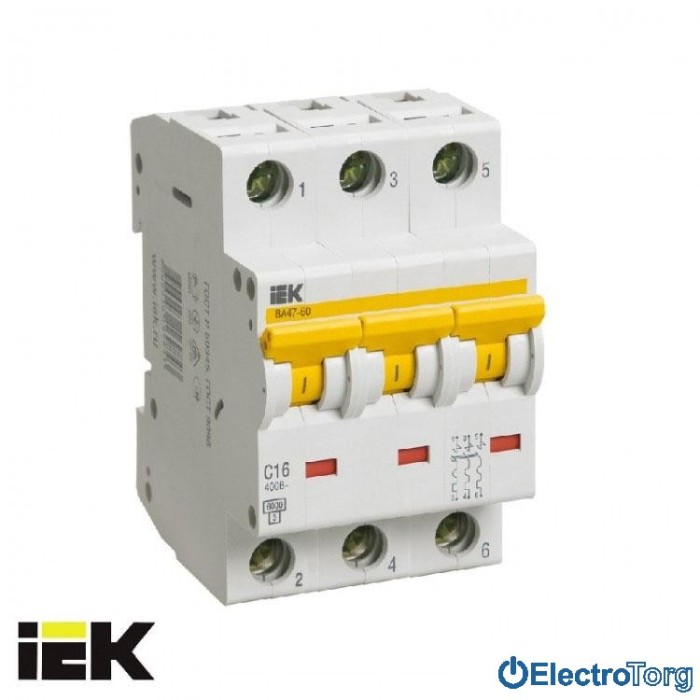 купить купить Автоматический выключатель ВА47-60 3P 6кА D 50A ИЭК(IEK)  