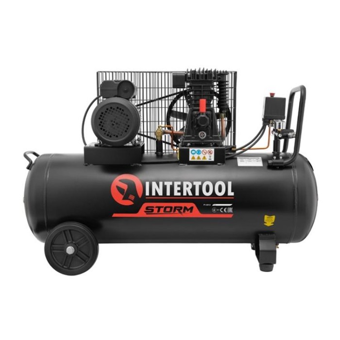 купить купить Компрессор 100л, 1.8кВт, 220В, 10атм, 250л/мин INTERTOOL PT-0012  