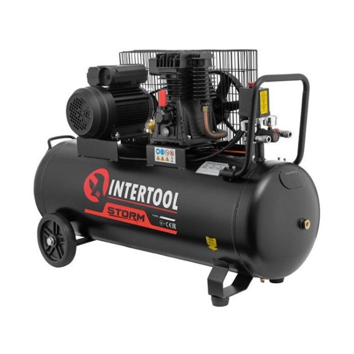 купить купить Компрессор 100л, 1.8кВт, 220В, 10атм, 250л/мин INTERTOOL PT-0012  