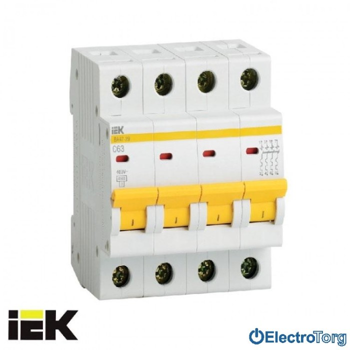 купить купить Автоматический выключатель ВА47-29 4P 4,5кА D 16A ИЭК(IEK)  