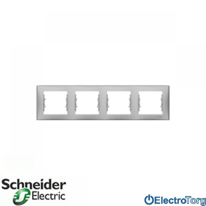 Рамка четверная горизонтальная алюминиевая Sedna Schneider Electric (Шнайдер Электрик)