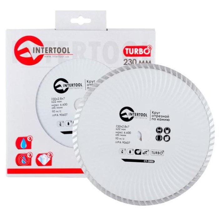 купить купить Диск отрезной Turbo, алмазный 230 мм, 16-18% INTERTOOL CT-2005  