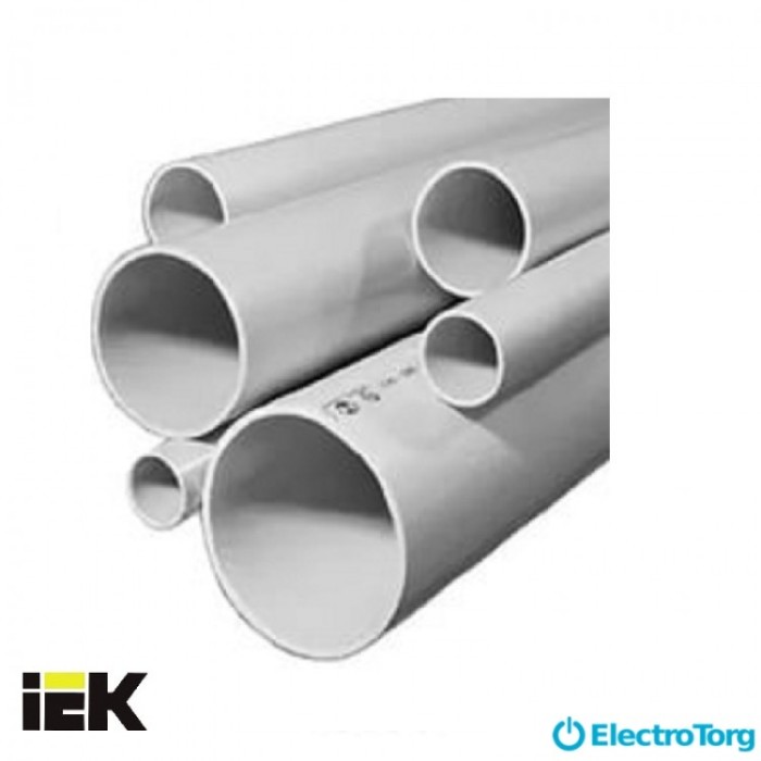 купить купить Труба гладкая жесткая ПВХ ИЭК (IEK) серая (d16, 20, 25, 32, 40, 50, 63)  