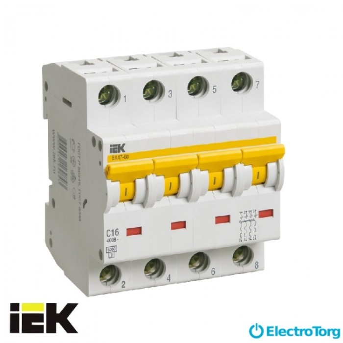 купить купить Автоматический выключатель ВА47-60 4P 6кА С 63A ИЭК(IEK)  
