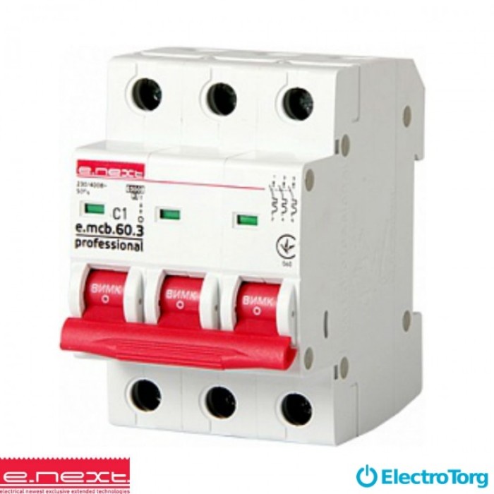купить купить Пакетник e.mcb.pro.60.3.С 1 new, 3р, 1А, С, 6кА new e-next  