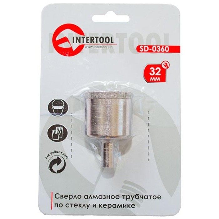 купить купить Сверло алмазное трубчатое по стеклу и керамике 32 мм INTERTOOL SD-0360  