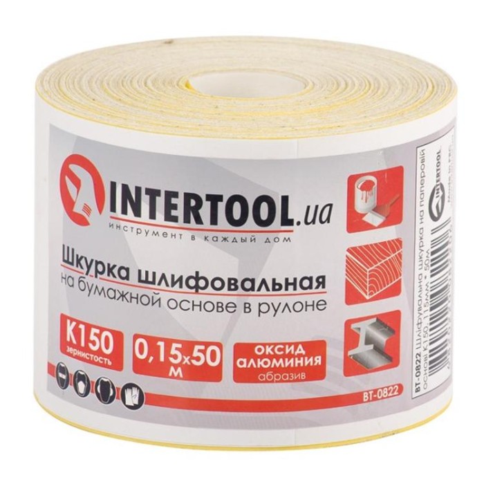 купить купить Шлифовальная шкурка на бумажной основе К150, 115мм*50м. INTERTOOL BT-0822  