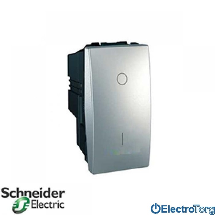 Выключатель 2-х полюсный 1-клавишный 16AX алюминиевый Unica Schneider