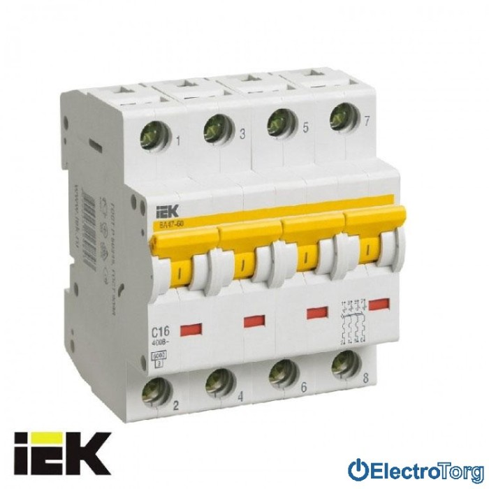 купить купить Автоматический выключатель ВА47-60 4P 6кА D 63A ИЭК(IEK)  