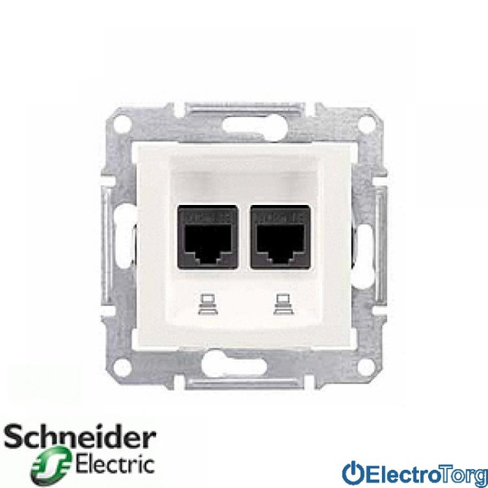 Компьютерная розетка двойная RJ45 5e UTP модуль слоновая кость Sedna Schneider Electric (Шнайдер Электрик)