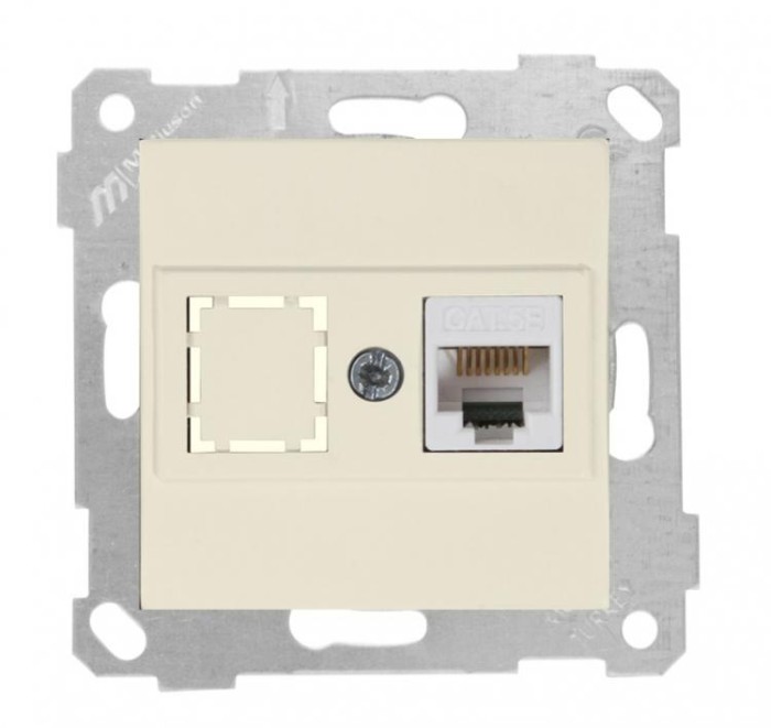 купить купить Розетка компьютерная одноместная 10А 1*RJ45 Cat5e RITA MUTLUSAN кремовая  