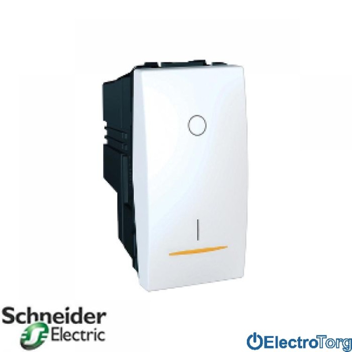 Выключатель 2-х полюсный 1-клавишный с индикатором 16AX белый Unica Schneider