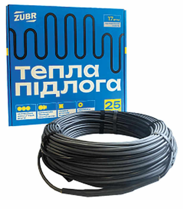 Кабель нагрів. 2-жил. 0,210кВт, 1,6/1,3м2, 12,5м, 5,0 мм, ZUBR
