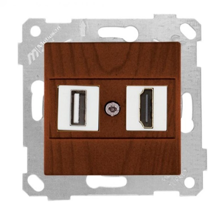 купить купить Розетка компьютерная  1*USB 1*HDMI RITA MUTLUSAN ореховый  