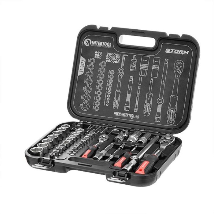 купить купить Набор инструментов 73 ед. STORM, 1/2&quot;, 1/4&quot;, Сr-V INTERTOOL ET-8073  