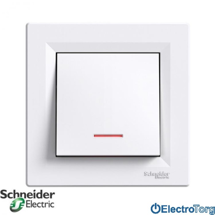 Выключатель одноклавишный с подсветкой белый Asfora Schneider Electric (Шнайдер Электрик)