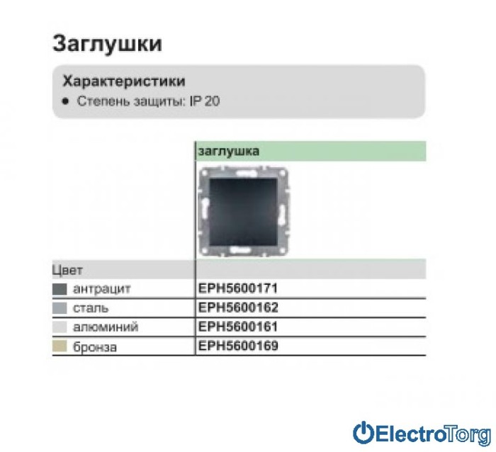 Заглушка антрацит Asfora Schneider Electric (Шнайдер Электрик)