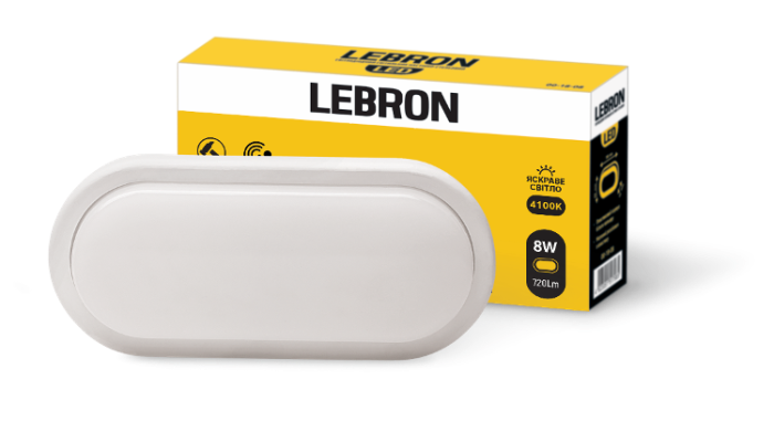 LED світильник LEBRON L-WLO, 8W, овал, 4100K, 720Lm, ІР65