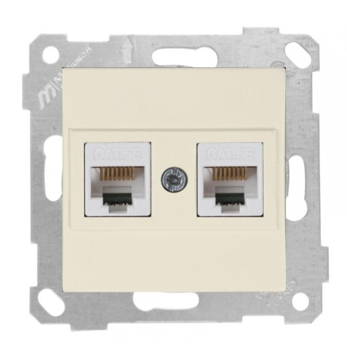 купить купить Розетка компьютерная 10А 2*RJ45 Cat5e RITA MUTLUSAN кремовая  