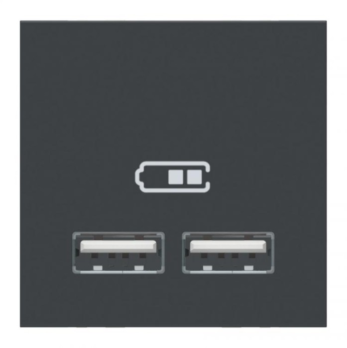 купить купить Розетка USB двойная 2.1А 2 модуля антрацит Unica New Schneider Electric (Шнайдер Электрик)  