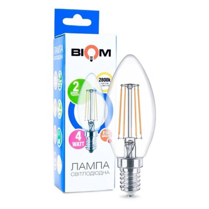 купить купить Светодиодная лампа Biom FL-305 C37 4W E14 2800K  