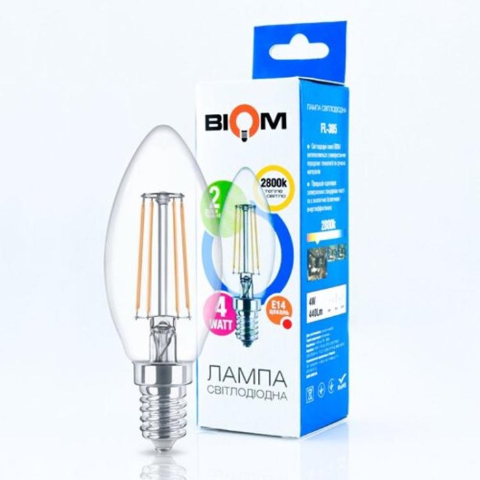 купить купить Светодиодная лампа Biom FL-305 C37 4W E14 2800K  